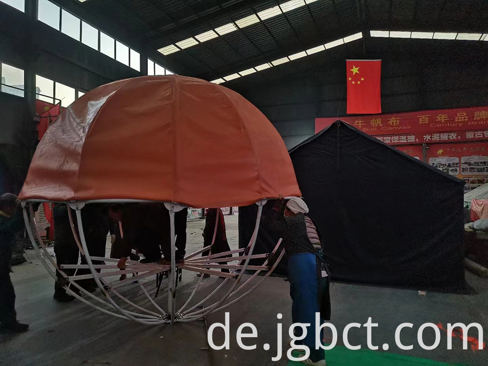 Customized processing of wind resistant spherical tents